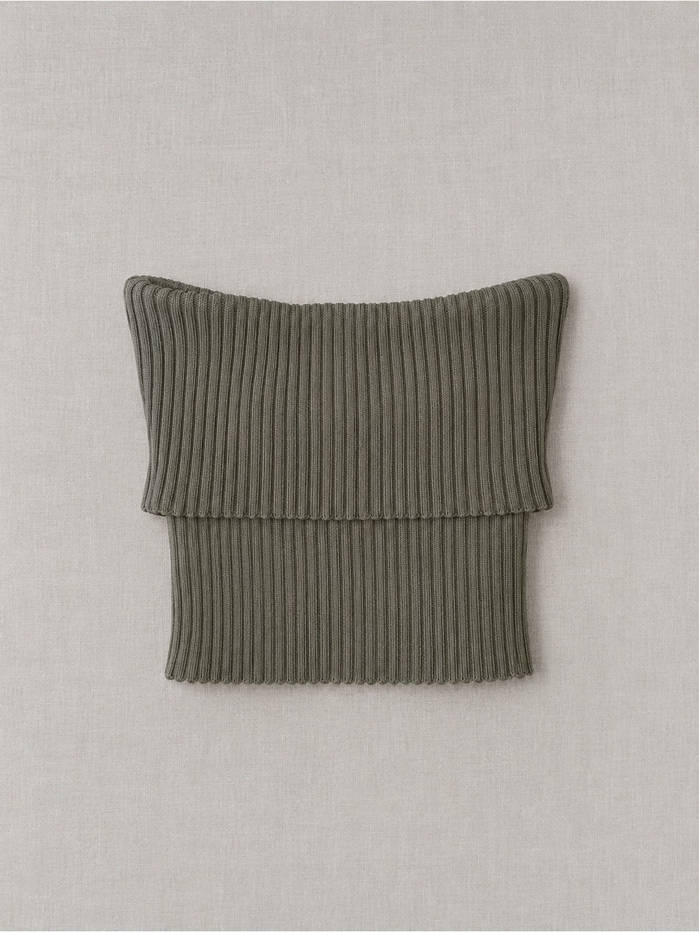Zara Olive Ribbed Fold-Over Cowl Sweater - Picture 1 of 4
